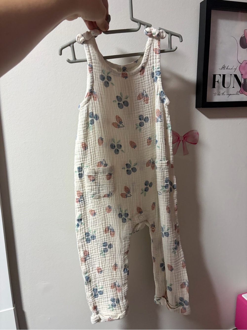 Kids Cream Floral Muslin Romper